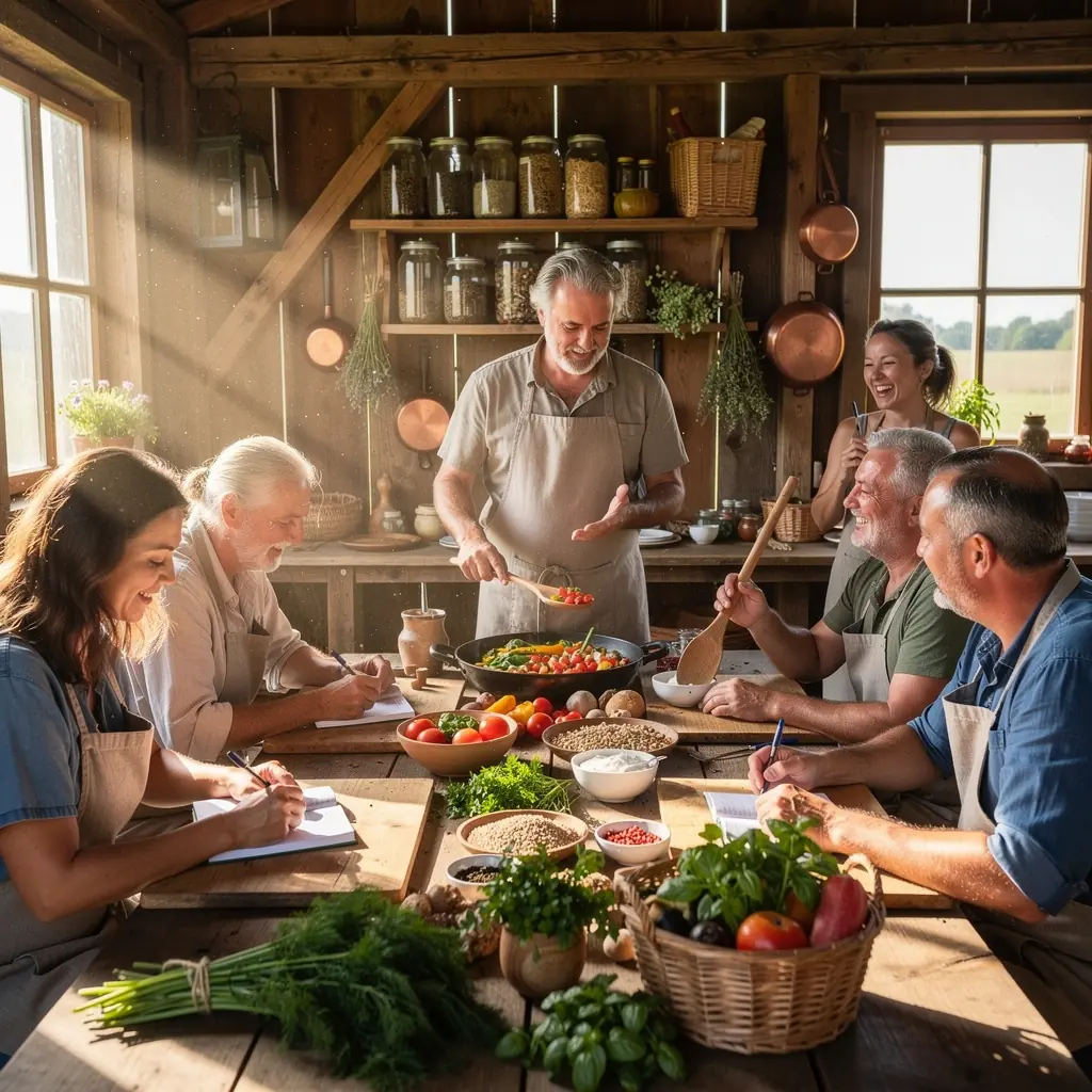 Здравословна храна, включваща свежи плодове и зеленчуци, подредена на маса.