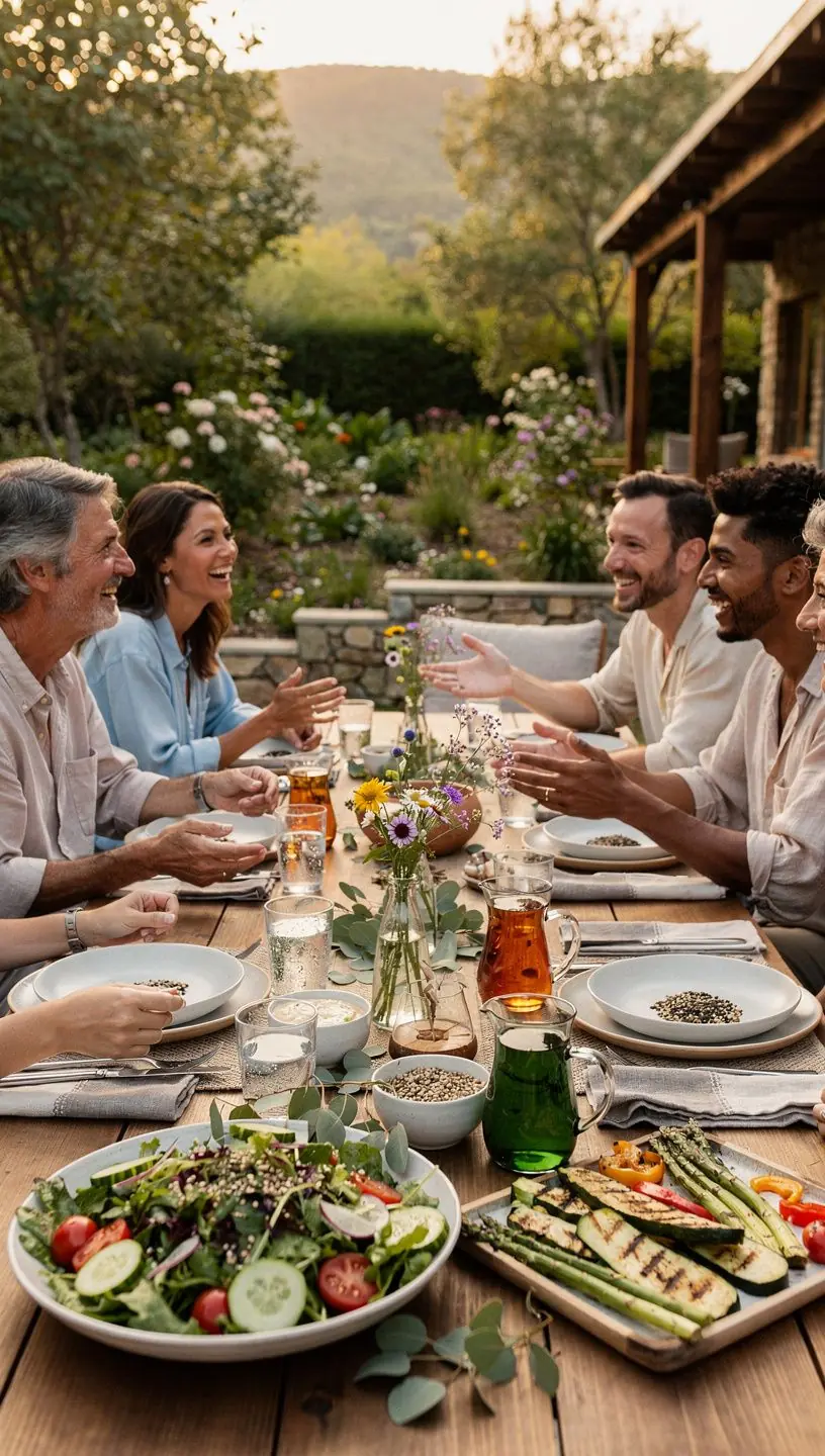 Човек, който медитира в природата, заобиколен от зеленина.